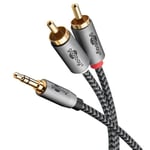 Goobay Plus ljudkabel, 3.5 mm hane till 2xRCA, 0.5 meter