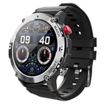 Montre Connectée Antichoc Rubicon avec Cadran Métallique Tracker d'Activités Robuste et Étanche IP68 - Noir / Argent