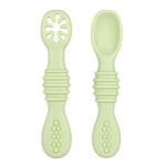 Vicloon Cuillère en Silicone pour Bébé,2PCS Cuillères Bébé Apprentissage Ustensile D'apprentissage Adapté à Dentition Première Étape Recommandé par Les Experts Sevrage (vert)