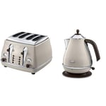 De'Longhi Vintage Icona Dolcevita Jug Kettle and 4 Slice Toaster Bundle - Cream