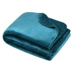 STOF - Plaid - Taille 180x220 cm - 100% Polyester - Couleur Pétrole - Modèle Michigan - Couverture - Doux Chaud Confortable, uni