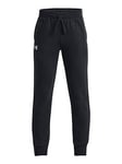 UNDER ARMOUR Boys Rival Fleece Joggers - Black/White, Black/White, Size Xs=5-6 Years