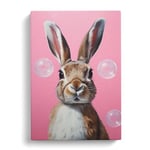 Hare Bubble Gum Painting No.2 Canvas Print for Living Room Bedroom Home Office Décor, Wall Art Picture Ready to Hang, 30x20 Inch (76x50 cm)