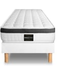 Prestige Literie - Ensemble matelas sommier Supérieur 80 x 190 cm - Couleur : Blanc