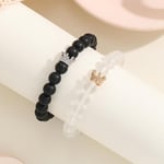 2Pcs Glow In The Dark Handmade Crow Beaded Lover Heart Bracelet  Women