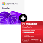 Pack Microsoft 365 Famille - 6 utilisateurs + McAfee LiveSafe - nombre d&#039;appareils illimité - Abonnement 1 an