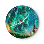 Horloge murale en verre 40x40cm Ancien grotte myst?re amusement Wall Clock