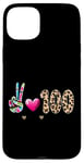 Coque pour iPhone 15 Plus Peace Love 100 Days Of School Cœur léopard