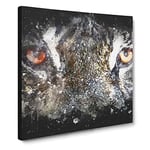 Eye of the Tiger Paint Splash Modern Canvas Wall Art Print Ready to Hang, Framed Picture for Living Room Bedroom Home Office Décor, 20x20 Inch (50x50 cm)