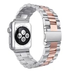 Apple Watch Series 4 40mm ylellinen ruostumaton teräs - Ruusukulta + Hopea Hopea/Harmaa