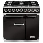 Falcon F900DXDFBL/CM Deluxe 90cm Dual Fuel Range Cooker in Black and Chrome