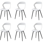 Wokaka Lot de 6 Chaises de Salle à Manger - Chaises Scandinaves - Chaises en Plastique avec Pieds en Métal - Blanc