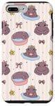 Coque pour iPhone 7 Plus/8 Plus Coquette Rose Nœud Bébé Hippopotame Motif Kawaii