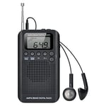 AM FM 2 Band Radio COVVY Digital 12/24H Time Display Radio Battery Operated Tuning Stereo Personal Radio with Earphone, Loud Speaker, Alarm Clock and Timer for Walking Running Jogging