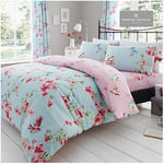 Gaveno Cavailia Birdie Blossom Parure pour Couette, Polycoton, Bleu, Double