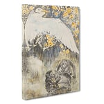 Heron With Three Monkeys By Theo Van Hoytema Canvas Print for Living Room Bedroom Home Office Décor, Wall Art Picture Ready to Hang, 30 x 20 Inch (76 x 50 cm)