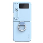 NILLKIN Camera Lens Slide Cover Design Nestemäinen silikoni puhelin asia Samsung Galaxy Z Flip 4-Blue