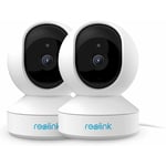 Reolink - Caméra de Surveillance WiFi 3MP, Pan et Tilt, Moniteur sans fil pour Bébé Vision Nocturne et Audio Bidirectionnel, E1-2 pièces