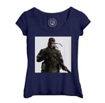 T-Shirt Femme Col Echancré Metal Gear Solid Snake Fusil Jeux Video M-16