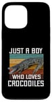 Coque pour iPhone 13 Pro Max T-shirt mignon Just A Boy Who Loves Alligator Crocodiles