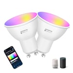 Aigostar Ampoule Connectée Wifi GU10 5W 420LM LED Ampoule Connectée Alexa RGB/2700K-6500K Gradable, App Contrôle, Compatible Avec Alexa/Google Home, Ampoule Intelligente Pas Besoin de Hub, 2 Unités