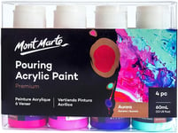 Acrylique Pouring Peinture Set Aurora 4 Pièces X 60Ml Peintures Acryliques Pré-Mélangées Avec Pouring Medium Shiraz, Rose, Bleu Outremer, Vert Menthe[PAN142592]