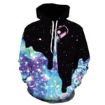 3D Imprimé Capuche,Unisex Long Sleeve Sweatshirt Water Glass Starry Sky Graphic Men's Sportswear Pullover Drawstring Kangaroo Pocket,Women Lightweight Casual Clothing,L