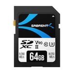 SABRENT Carte SD 64Go V90 UHS-II, SDXC Carte mémoire, Vitesse de Lecture 280Mo/s, W250Mo/s Class 10, U3, pour Les Professionnels, cinéastes, photographes et conservateurs de Contenu (SD-TL90-64GB)