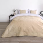 OHS Leaf Pinsonic Quilt Bedspread, Beige Bed Throw Super King Size Blanket for Sofas Chairs Couches Lightweight Throw Spread Super Soft Comfy, 200 x 240cm