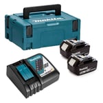 Power Source Kit 18 v avec 2x bl 1850 b batterie 5,0 Ah + chargeur rapide dc 18 rc + Makpac ( 197624-2 ) - Makita