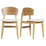 Miliboo - Chaises scandinaves en bois clair et tissu effet laine bouclée blanc (lot de 2) elion