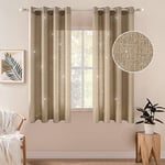 MIULEE 2 Panneaux Rideaux Lin Imitaion Rideau De Fenêtre Semi-Transparents Lisse Élégant Décoration Panneaux Voile De Fenêtre Durable Traitement pour Chambre Salon Balcon 140x145(L X H) Brown