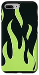 Coque pour iPhone 7 Plus/8 Plus Motif flammes vert citron, fond noir