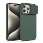 CloudValley for iPhone 15 Pro Max Case, Liquid Silicone Shockproof Slim Cases with Camera Cover, Anti-Scratch Inside Soft Microfiber Lining 6.7 Inch, Green