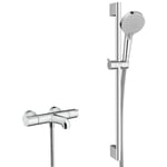 Ecostat Set Mitigeur thermostatique Bain/douche + Barre de douche Unica + Douchette 2 jets, Chrome - Hansgrohe