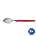 6 Table Spoons In Stainless Steel Rising Sun Handle Red