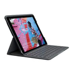 Logitech Slim Folio, étui clavier pour iPad (7e, 8e et 9e générations) avec clavier sans fil intégré, Clavier Français AZERTY - Graphite