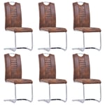vidaXL spisebordsstole med cantilever 6 stk. imiteret ruskind brun
