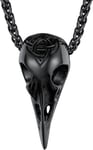 Riipus kaulakoru miehille naisille, Raven Bird Skull Celtic Knot Talisman Viking korut, ketjun pituus 22"-24" musta