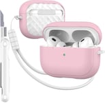 Coque pour AirPods Pro (2023/2022/2019, 2ème/1ère gén), Compatible avec Les Airpods Pro 2ème gén (câble USB-C/Lightning), Couleur Macaron Jeune avec kit de Nettoyage,Rose/Blanc