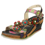 Laura Vita Bonito Womens Black Multicolour Walking Sandals - 4 UK