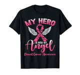 My Hero Is Now My Angel Breast Cancer Pink Ribbon Wings T-Shirt