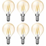 E14 Filament G45 LED-glödlampa, 4W (40W ekvivalent), 220V 380lm, paket med 6