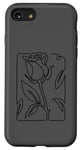 Coque pour iPhone SE (2020) / 7 / 8 Rose noire abstraite dessin minimaliste Line Art