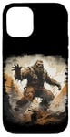 Coque pour iPhone 15 Pro Gros pied en colère sautant dans la forêt, yeti sasquatch singe de montagne