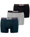 Lot de 3 boxers fermés classiques Levi's® en coton stretch unis à ceintures élastiquées