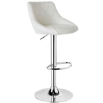 Tabouret de Bar en Cuir Artificiel avec Dossier Woltu Tabouret Ajustables en Hauteur(84-106cm), Blanc