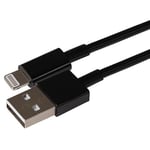 Maplin Premium Lightning to USB-A Cable Black, 1m, Fast Charging, Compatible with all iPhones 14, 13, 12, 11, SE, iPad Air/Mini (2019), iPad (up to 2021 generation), Airpods (w/Lightning Case)