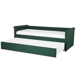 Lit Banquette Gigogne en Tissu Vert Foncé 80 x 200 cm Elégant avec Touche Chest