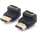 HDMI-adapter 90 grader 270 grader rät vinkel hane till hona 4K 3D rät vinkel HDMI-kontakt 2-pack